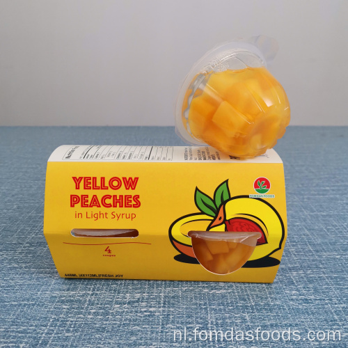 Gele perziken in lichte siroop 4oz beker